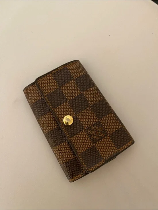 Louis Vuitton Brown Damier Textured Leather Key Holder with Gold Hardware