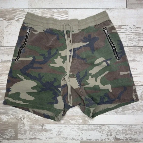 FOG Fear Of God Collection Camo Army Sweat Shorts Men's Size Large Zip Pockets