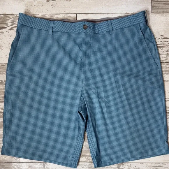 Walter Hagen Chino Shorts Mens 40 Blue Geometric Golf Performance 10 Inseam