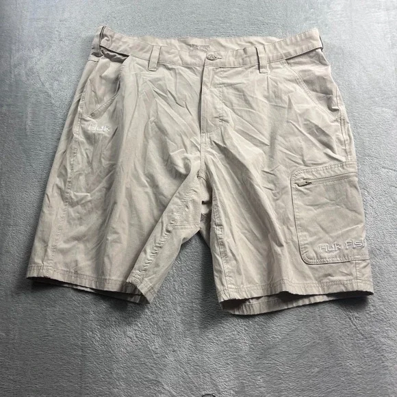 Huk Performance Fishing Shorts Mens XXL Tan Khaki Cargo Pockets Quick Dry Hike