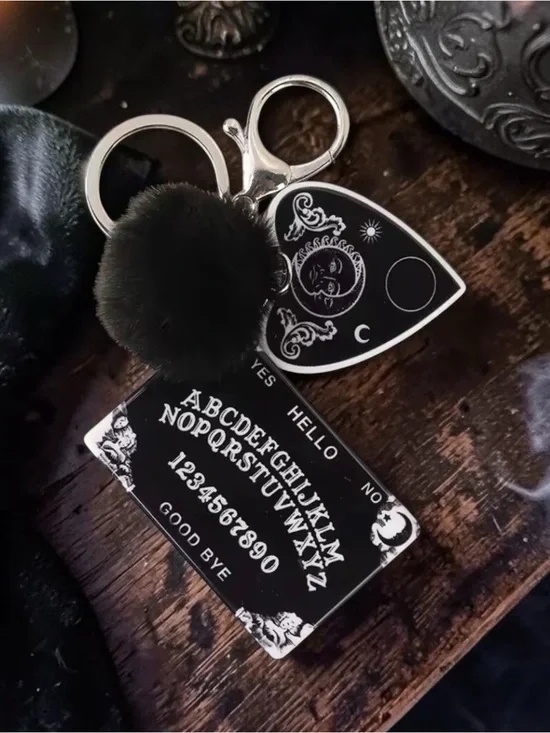 Ouija Planchette & Board Keychain Set - Black