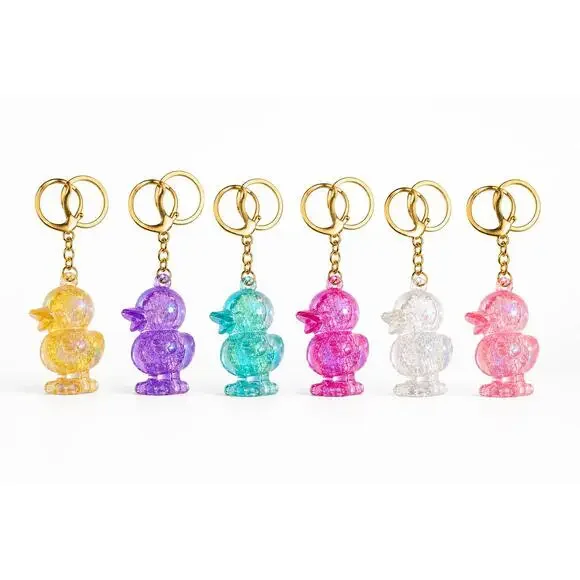 Iridescent Duck Keychain – Glossy Acrylic Bag Charm