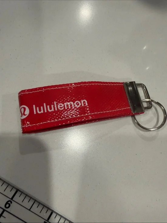 lululemon athletica handmade Red Key Fob Keychain (#3 red with silver)