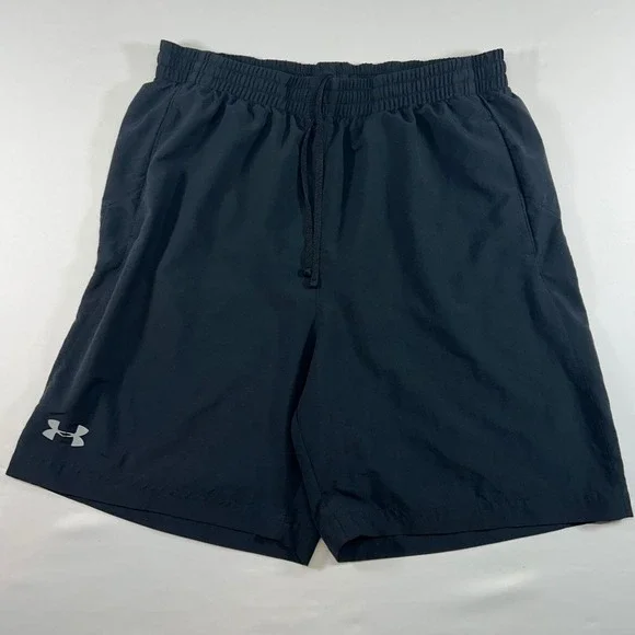 Under Armour Mens HeatGear Fitted Athletic Shorts Black Medium Drawstring Gym