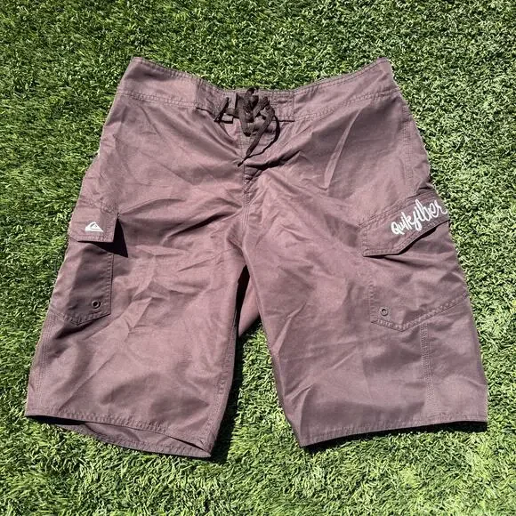Quiksilver Board Shorts Swim Brown Size 32 Vintage Baggy