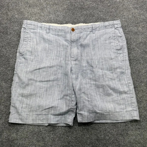 Tommy Bahama Linen Blend Shorts Mens XXL Blue Herringbone Stripe Casual Beach