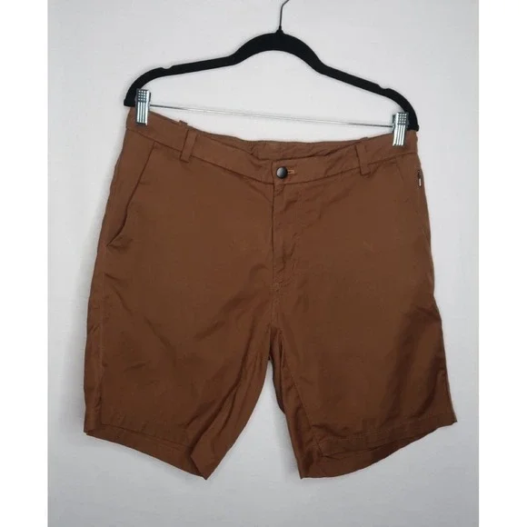 Lululemon Mens Brown Performance Golf Chino Shorts Size 34 Stretch Casual EUC