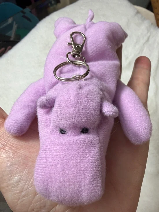 Lavender Hippo Keychain clip