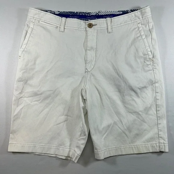 Tommy Bahama Boracay Mens White Cotton Stretch Chino Shorts Size 36 Casual Beach