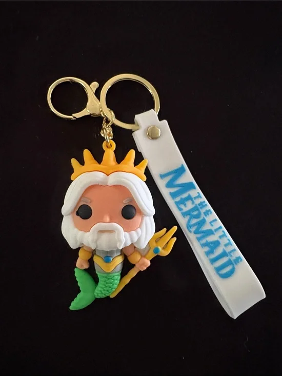 Little Mermaid King Triton Keychain Bag Charm - Gold, White, Green