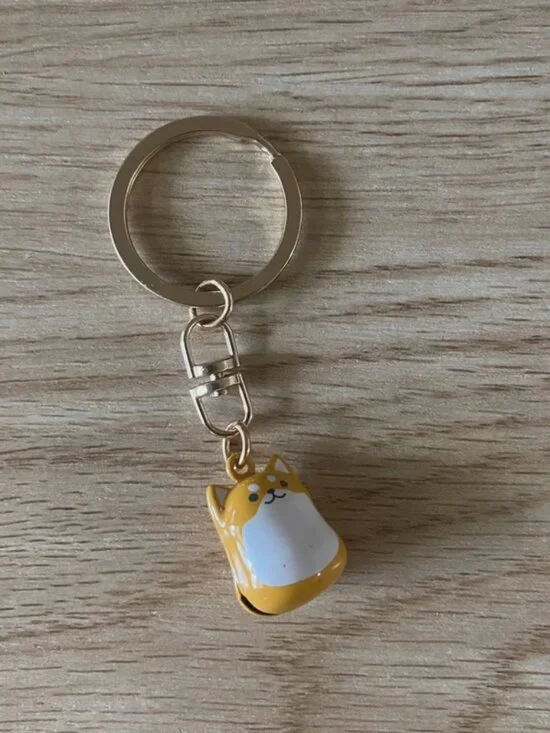 Mini Corgi Dog Key Chain With Bell Charm