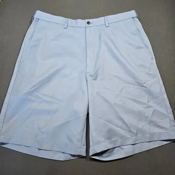 Haggar Blue Shorts Classic Chinos Flat Front Stretch Panel Waist Men Size 36 Zip
