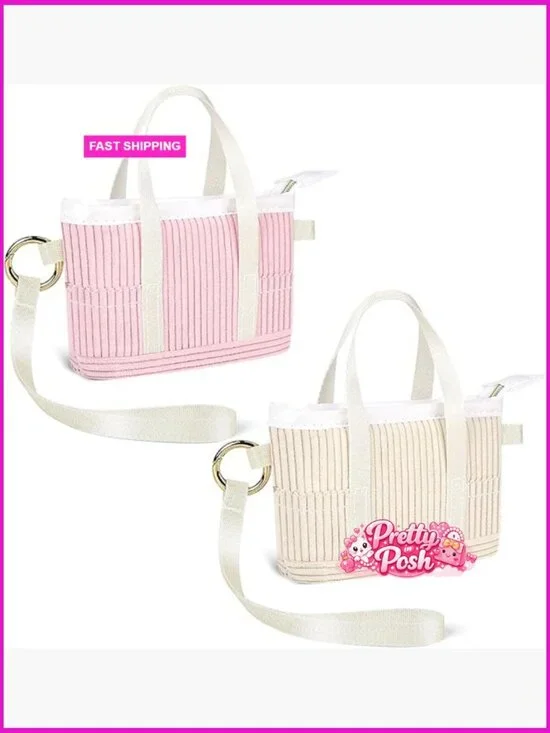 Corduroy Mini Tote Bag Keychain with Wristlet & Buckle