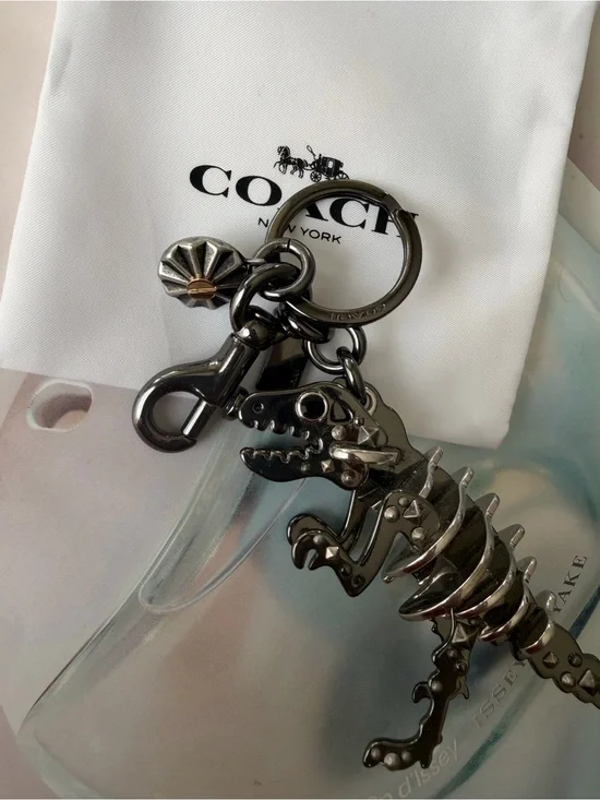 Coach Rexie stainless  metal Bag Charm / keychain new with dust bag& gift box !