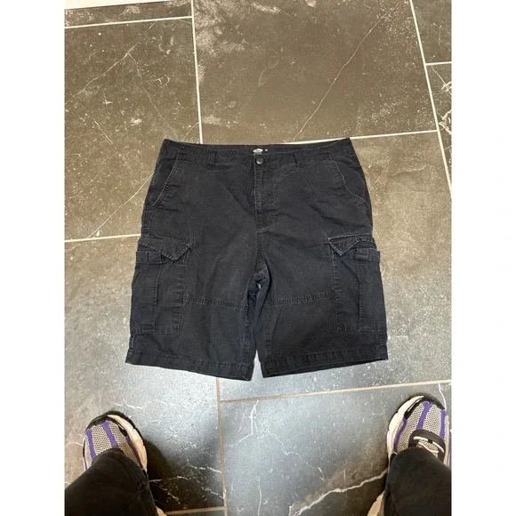 Old Navy Mens Black Ripstop Cargo Shorts Size 36 Utility Multi Pocket Casual