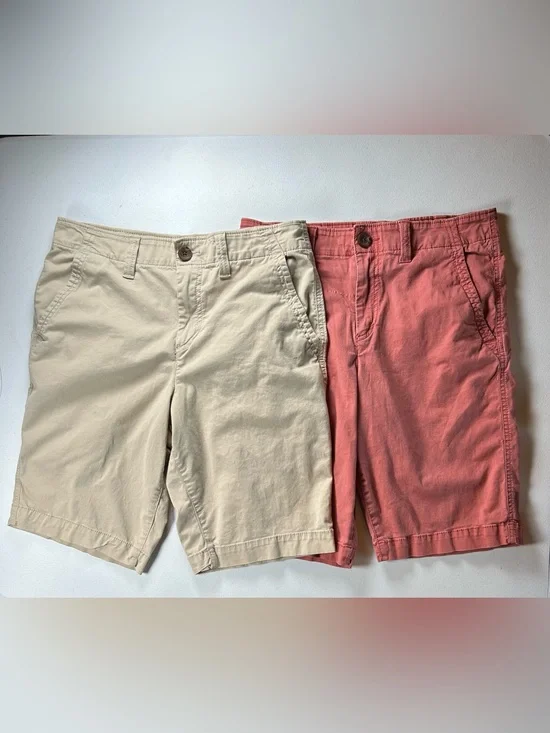 Urban Pipeline Super Flex Flat Front Chino Shorts Lot 2pc Men 30 Khaki Coral
