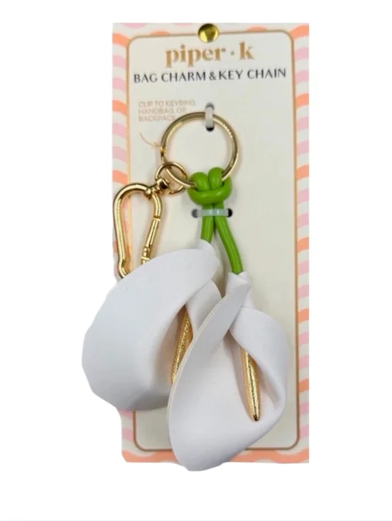 🤍▪️piper K ▪️ White Calla Lily  Flower Bag Charm & Key Chain