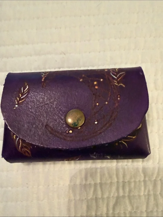 Purple Embossed Leather Snap Wallet