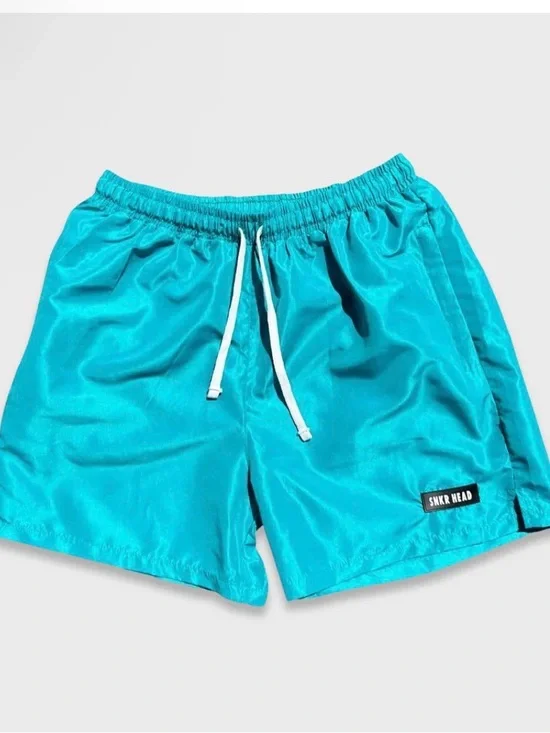 SNKR HEAD Teal Nylon Shorts with Drawstring mens size