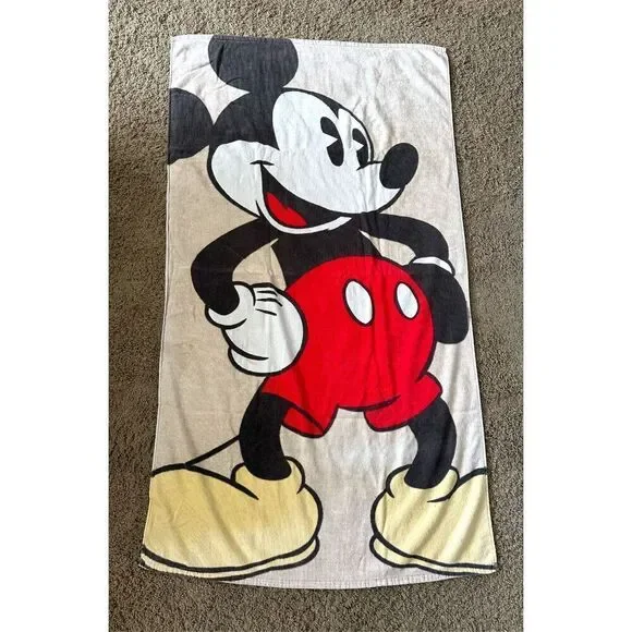 Vintage style Mickey Mouse Beach towel - 53x29.5 inches - grey, black, white, an