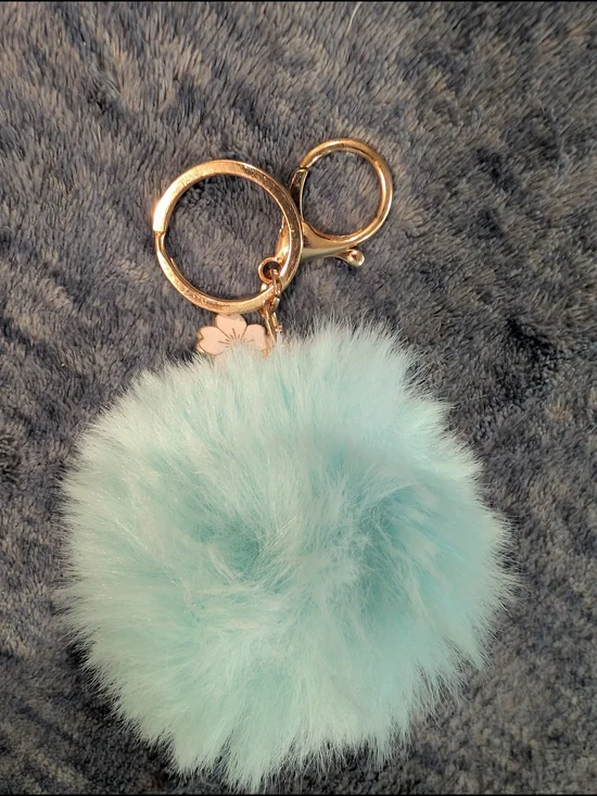 Fluffy NWOT Pom Keychain/Bag Charm - Light Blue Faux Fur Accessory
