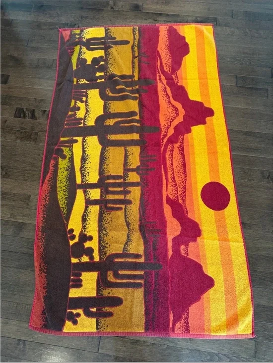 Vintage desert scene beach towel