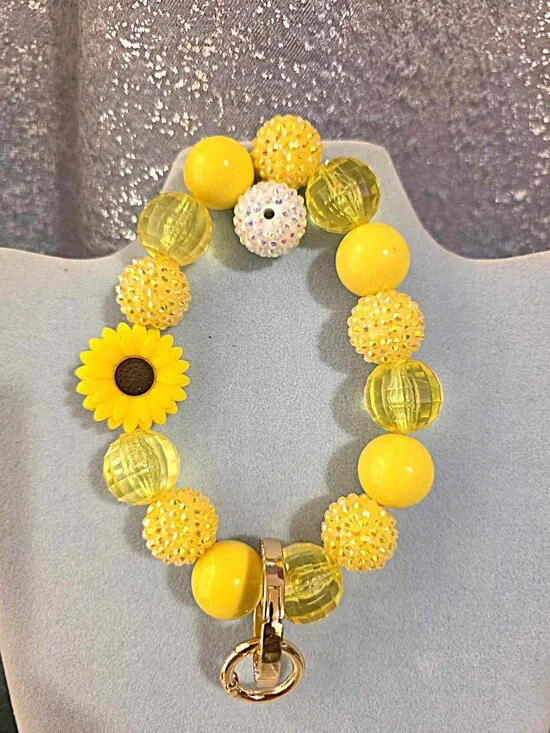 Sunflower Handmade Keychain Wristlet