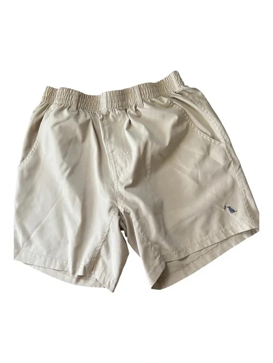 Men's Cream Elastic Waist Shorts