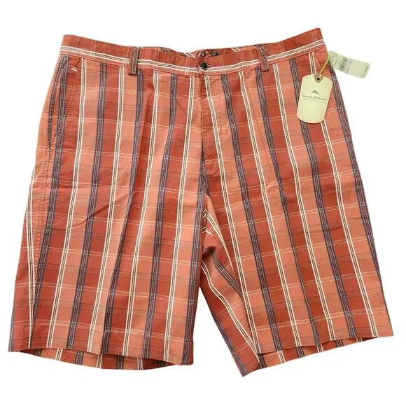 NWT Tommy Bahama Playa Del Plaid Cotton Silk Shorts Size 42