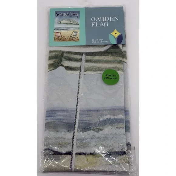 Nantucket Distributing Seas the Day Beach Garden Flag 28x40 Coastal Summer Decor