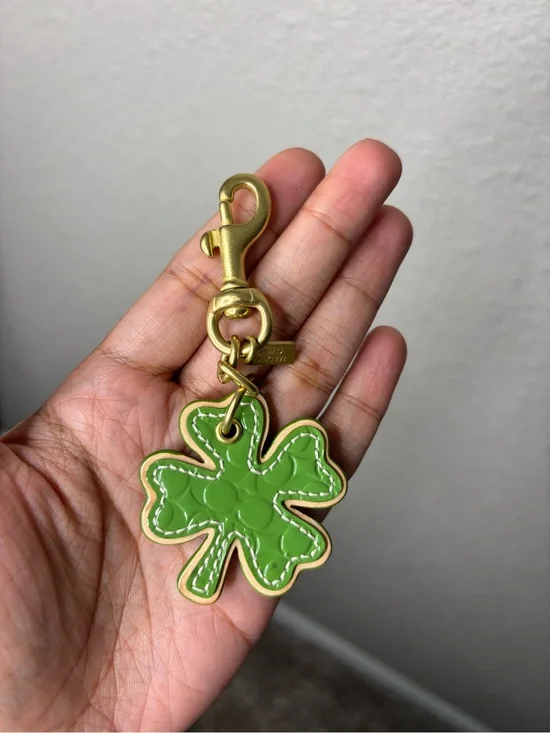 Coach Four Leaf Clover bag charm green patent leather shamrock - charm only