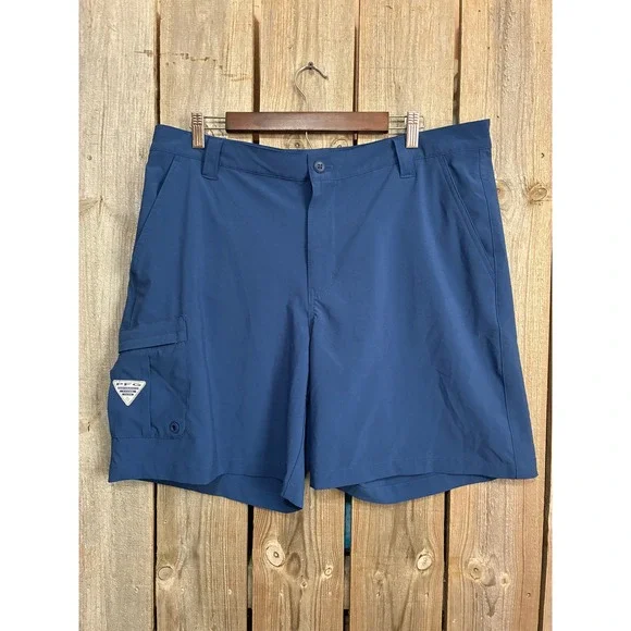 Columbia PFG Terminal Tackle Shorts Mens 38 Blue Fishing Cargo XM0695 8 Inseam