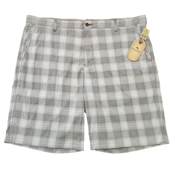 NWT Tommy Bahama Foreshadow Plaid Gray Shorts Size 42