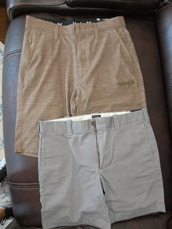 JCrew Gray Chino Pair Hurley Brown Heathered Athletic Shorts - 2-Pack NWT