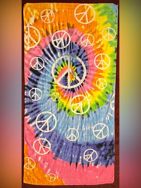 Peace Sign Tie Dye Hippie Beach Towel