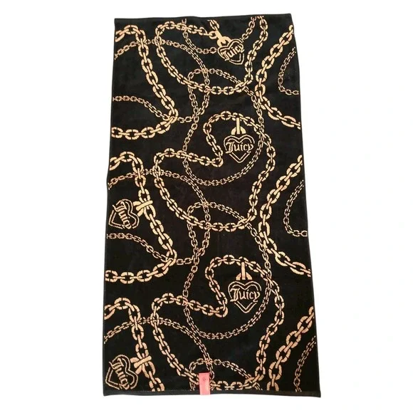 RARE NEW Juicy Couture Bath Beach Towel‎ Luxe Equestrian Gold Chains Discontinue