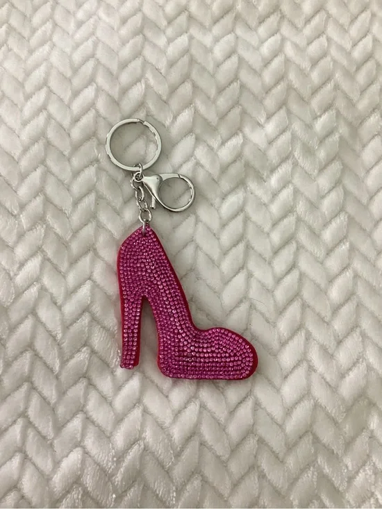 Pink Rhinestone High Heel Keychain or Purse Charm