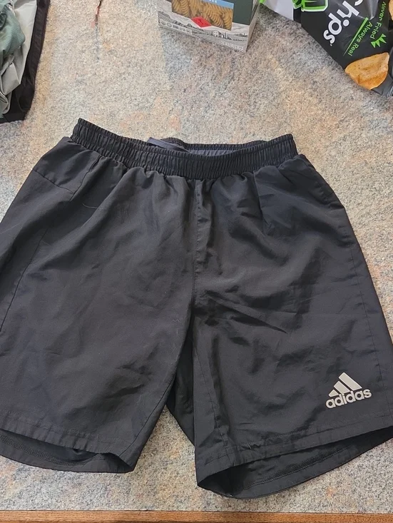 adidas Black Men's Athletic Shorts with White Logo