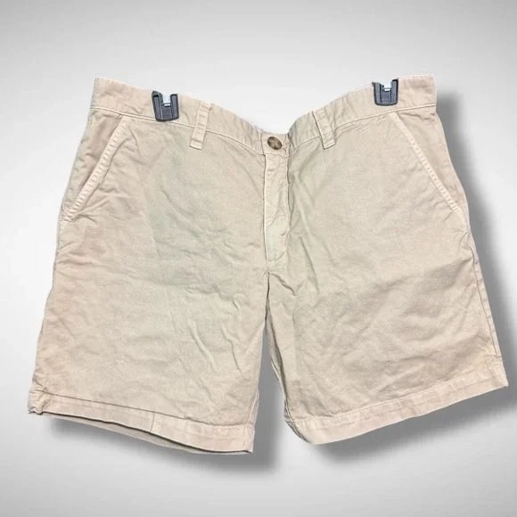 Chubbies Shorts Mens 32 Solid Beige 7 In Inseam Cotton Chino Preppy