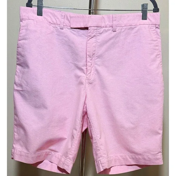 Polo Ralph Lauren Men's Pink Solid Chino Shorts Cotton Flat Front Zip Pockets 36