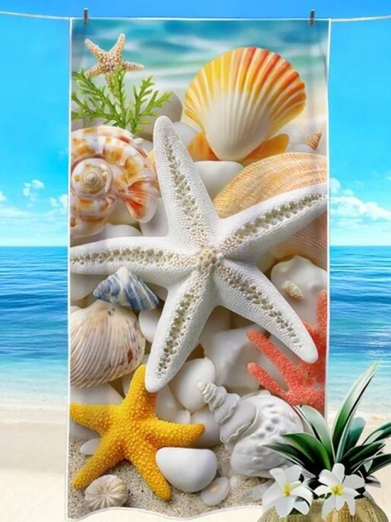 Multicolor Seashell & Starfish Beach Bath Towel - Brand