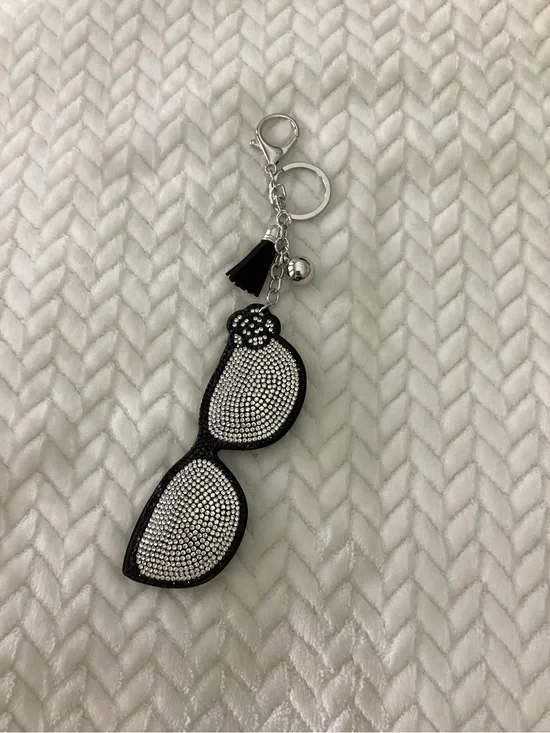 Rhinestone Sunglasses Purse Charm  or Keychain - Black