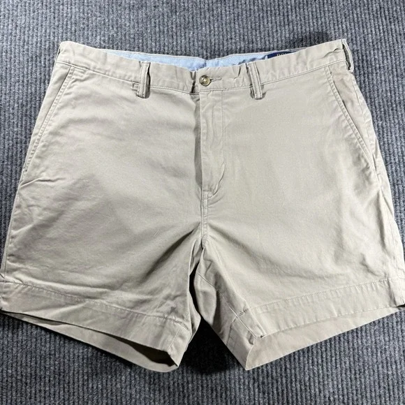 Polo Ralph Lauren Shorts Men 36 Beige Stretch Classic Fit Twill Pony Chino Golf