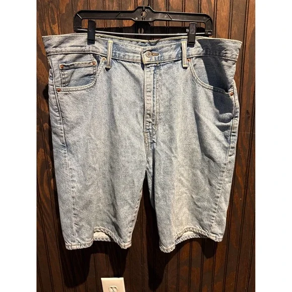 Levi Strauss & Co Mens Denim Shorts Light Wash Relaxed Fit Blue 40W 10L