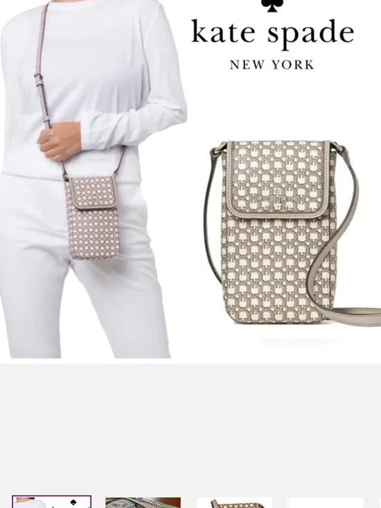 kate spade Ny North /South Spade Link Crossbody Phone Bag Cream /tan