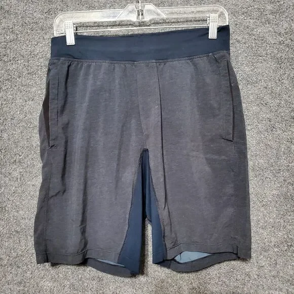Lululemon Shorts Mens Medium Navy Gray Athletic Gym Running Outdoor Preppy Hike