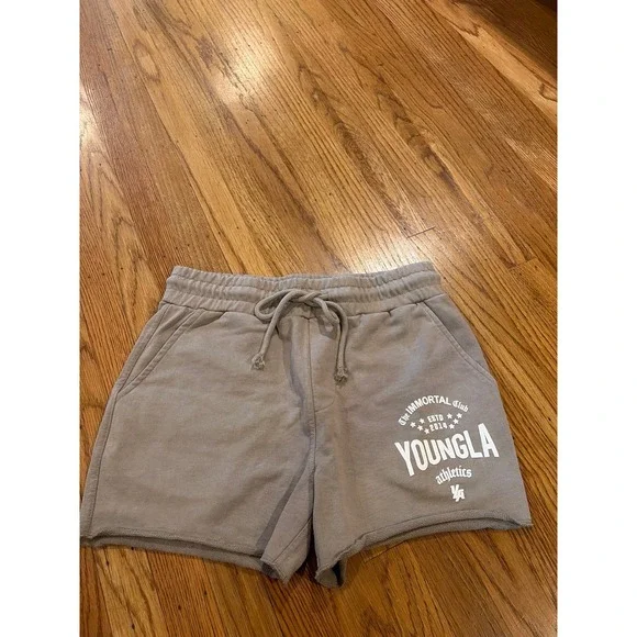 YoungLA Immortal Club Athletics Shorts Tan Taupe French Terry Mens Medium