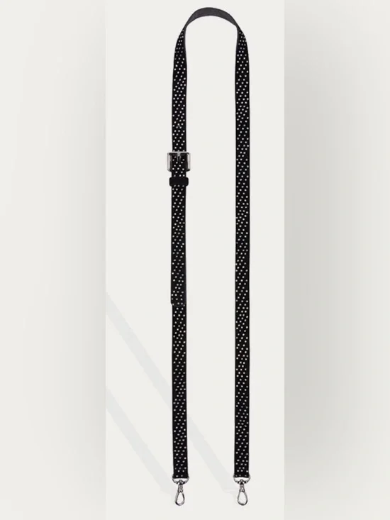 Bandolier Hailey Rhinestone Strap in Black Velvet  and Silver Rhinestones New