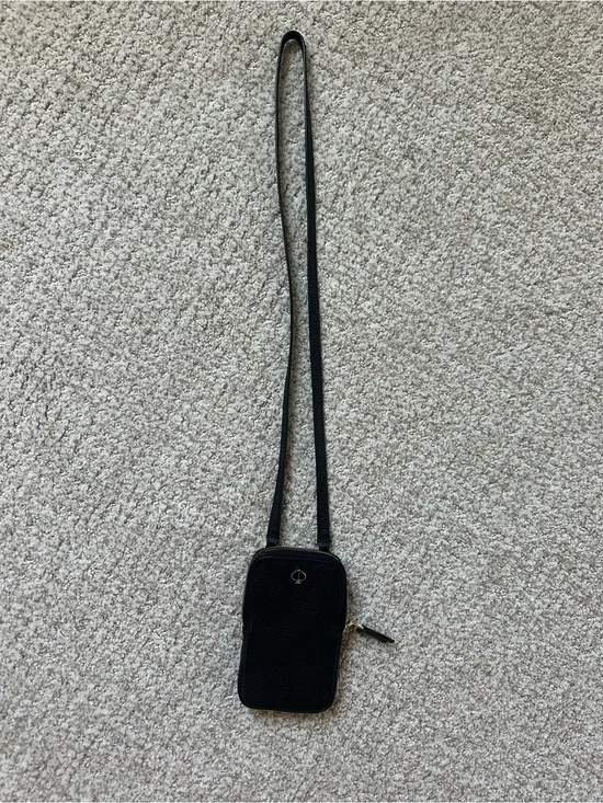 kate spade Black Pebbled Leather Crossbody Phone Pouch