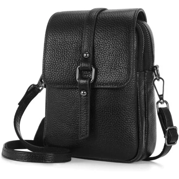 Women's Small Genuine Leather Crossbody Purse Wallet Lightweight Bag